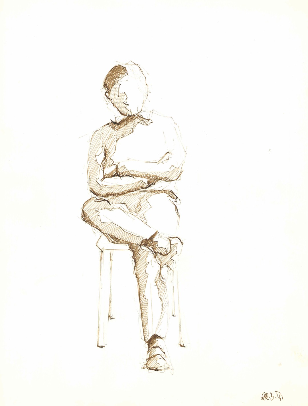 étude          brou de noix    36 x 27cm    1971